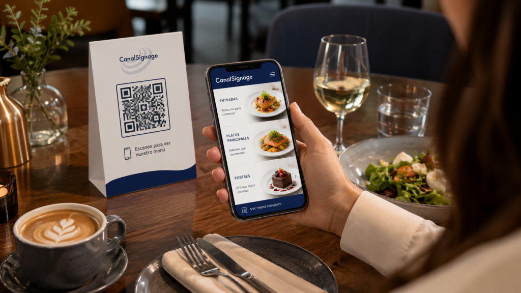 Carta digital con código QR en un restaurante