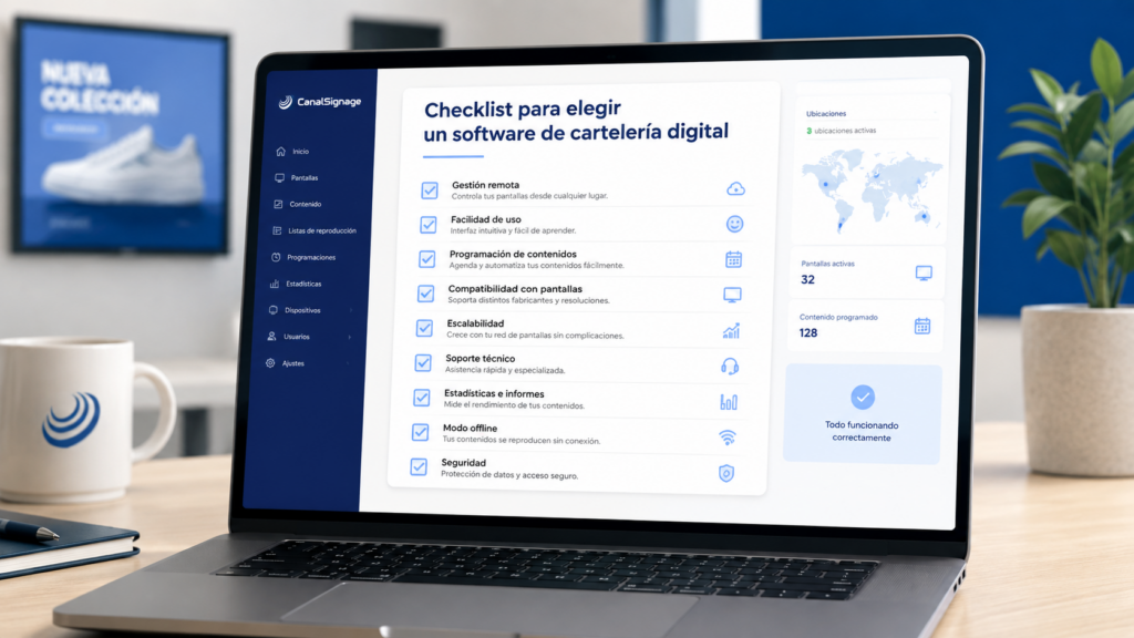 Checklist con los criterios para elegir un software de cartelería digital